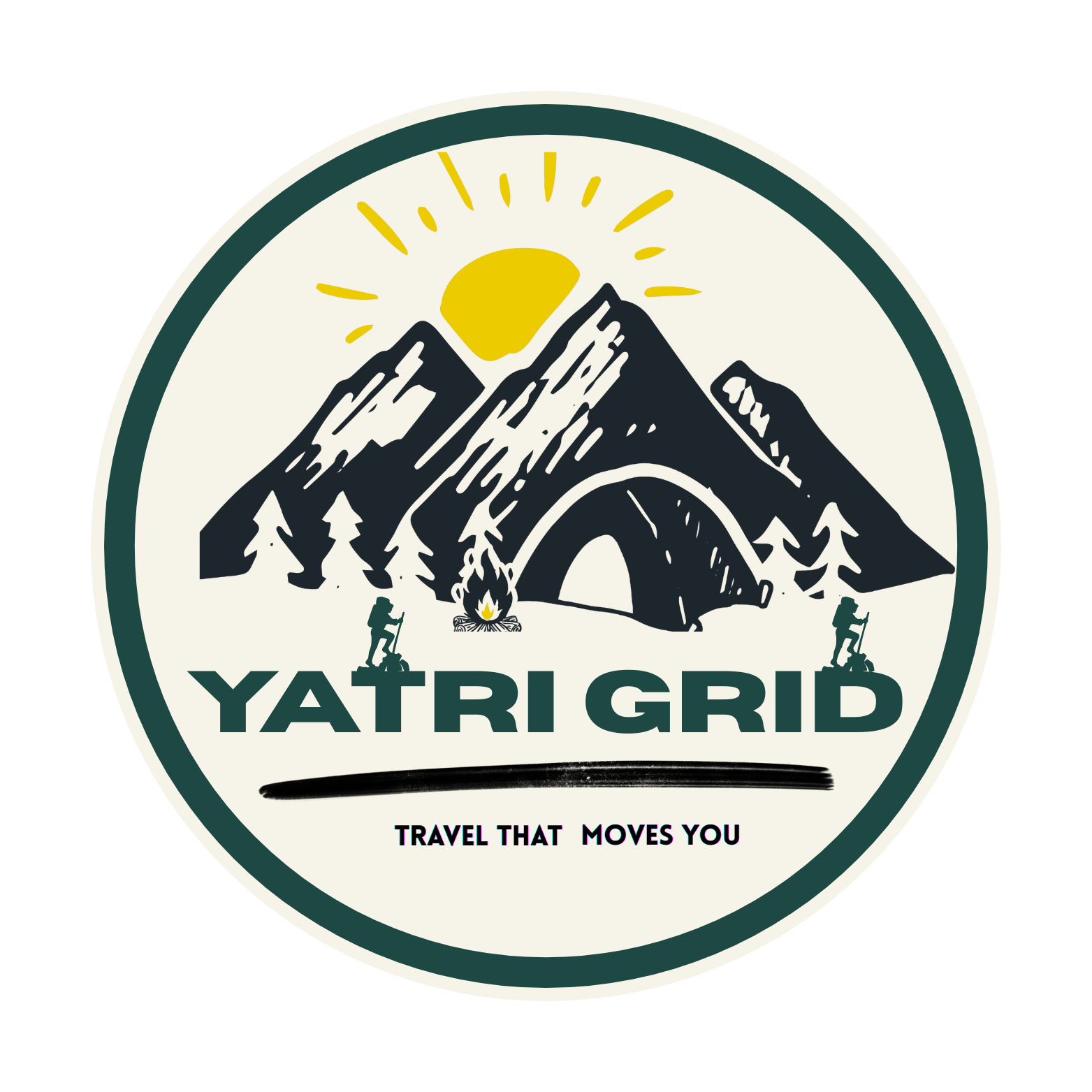 ivory and blue bold circle travel and tour agency logo